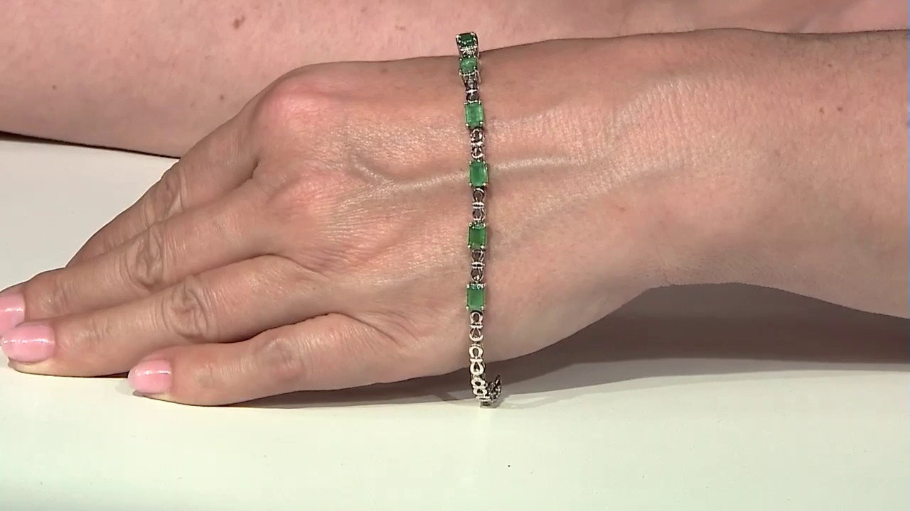 Video Zilveren armband met Zambia-smaragdstenen