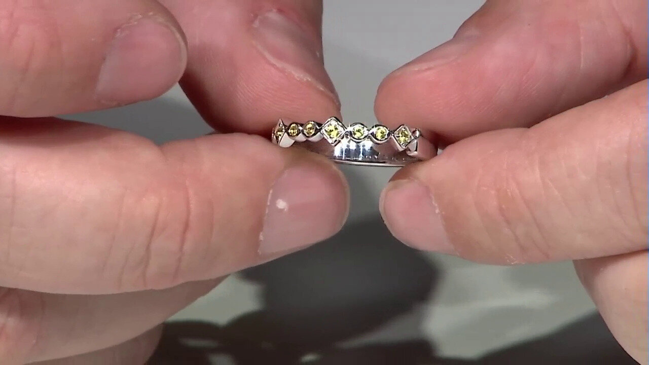 Video Zilveren ring met gele saffieren