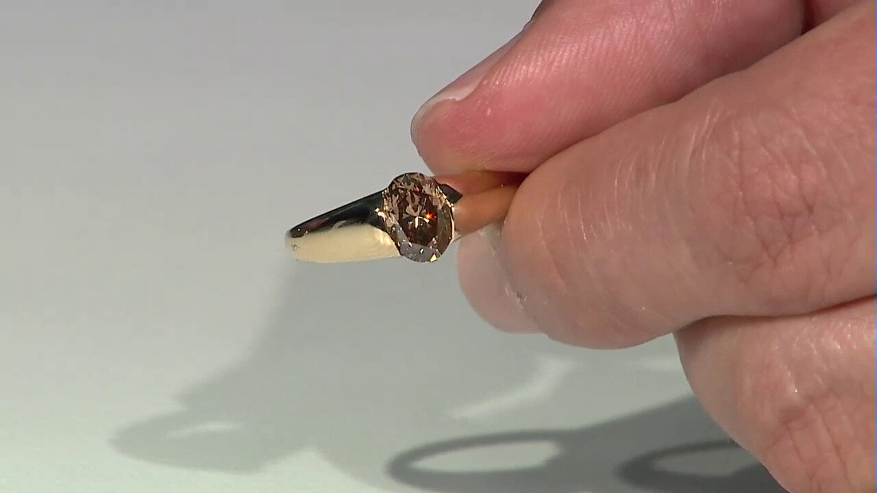 Video 18K I3 Argyle Cognac Diamond Gold Ring (Mark Tremonti)