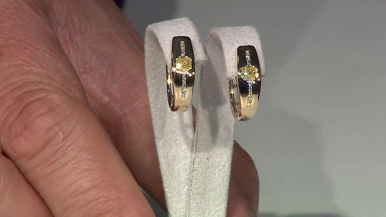 Video 18K SI2 Argyle Yellow Diamond Gold Earrings (Mark Tremonti)