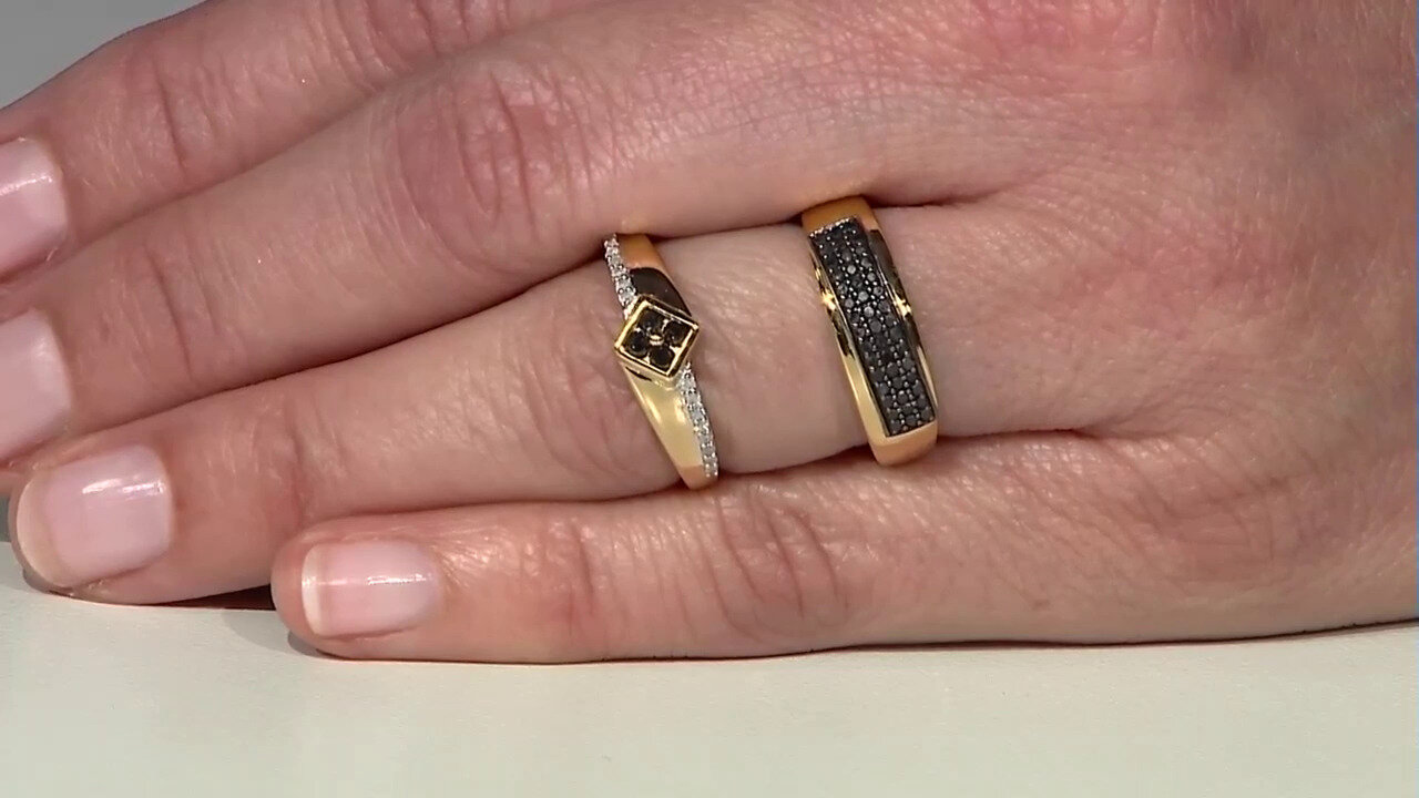 Video Zilveren ring met zwarte diamanten