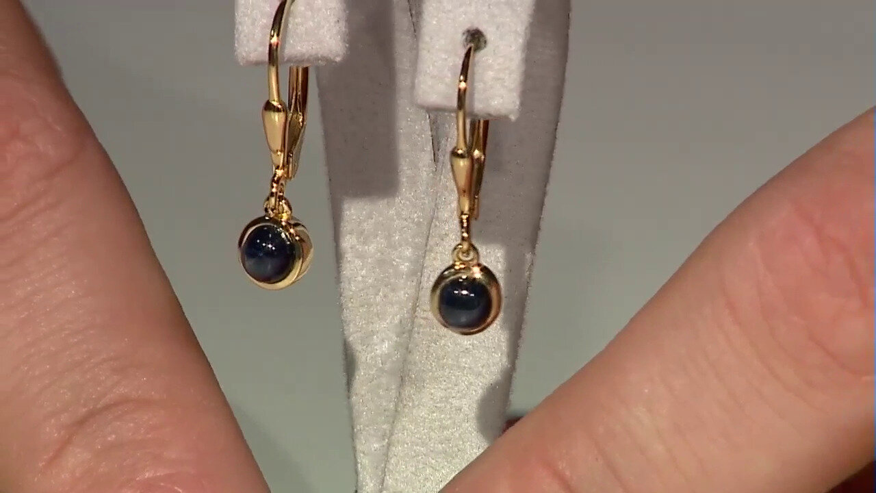 Video Blue Star Sapphire Silver Earrings