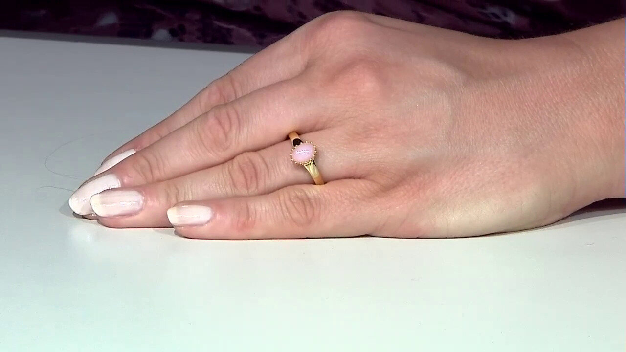 Video Zilveren ring met een roze opaal
