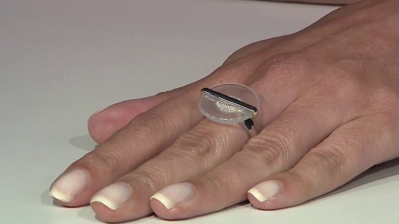 Video Zilveren ring met een Witte Agaat