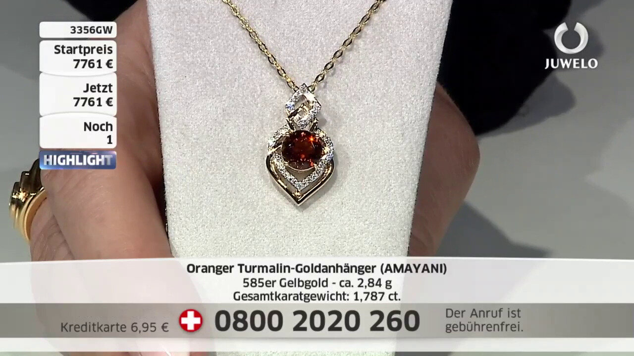 Video 14K Orange Tourmaline Gold Pendant (AMAYANI)