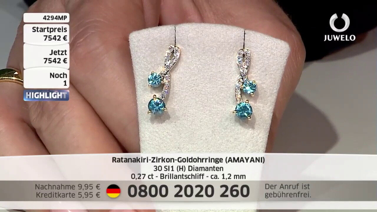 Video 14K Ratanakiri Zircon Gold Earrings (AMAYANI)