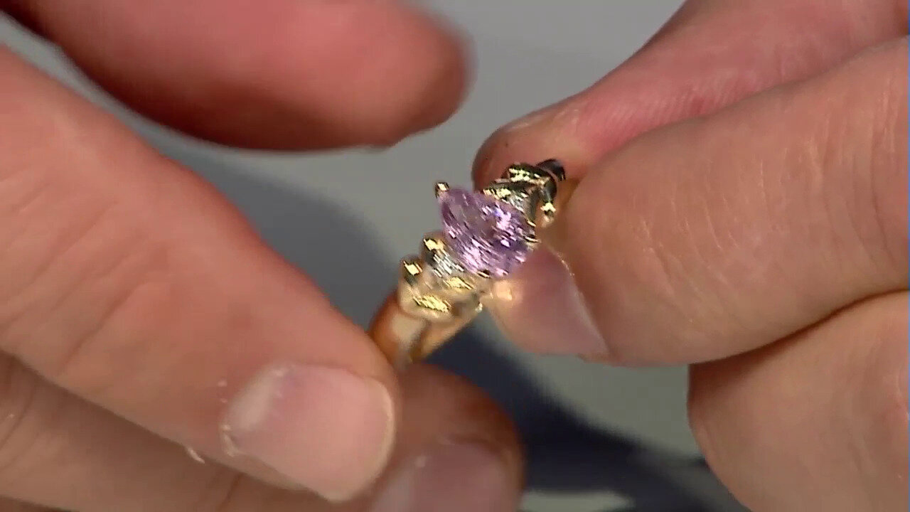 Video 9K Pink Cuprian Tourmaline Gold Ring