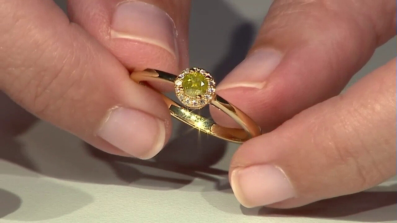 Video I3 Yellow Diamond Silver Ring