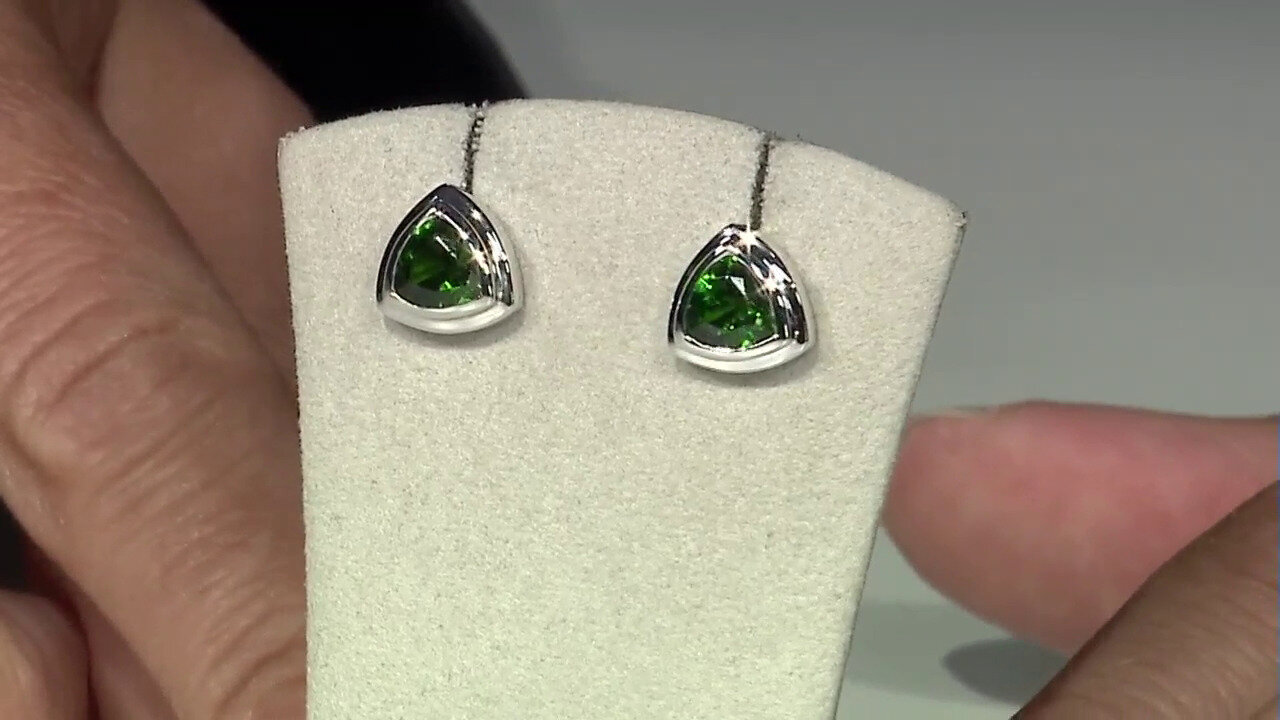 Video Russian Diopside Silver Earrings