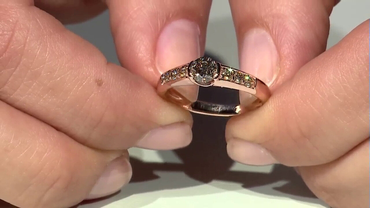 Video 9K SI1 Argyle Rose De France Diamond Gold Ring (Annette)