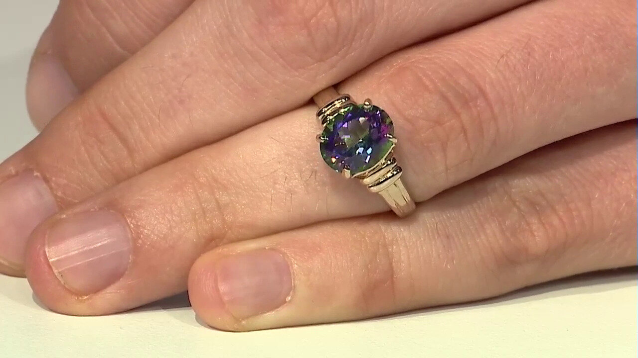 Video Zilveren ring met een mystieke-topaas