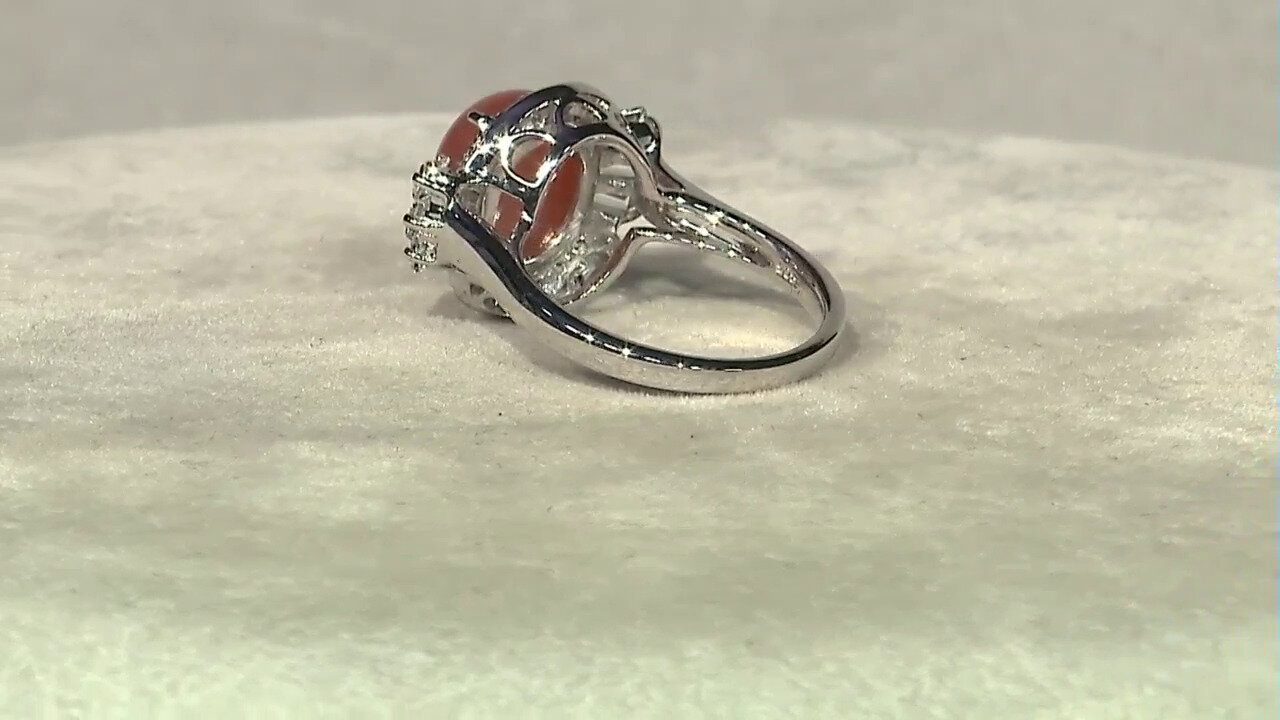 Video Zilveren ring met een Oranje Maansteen