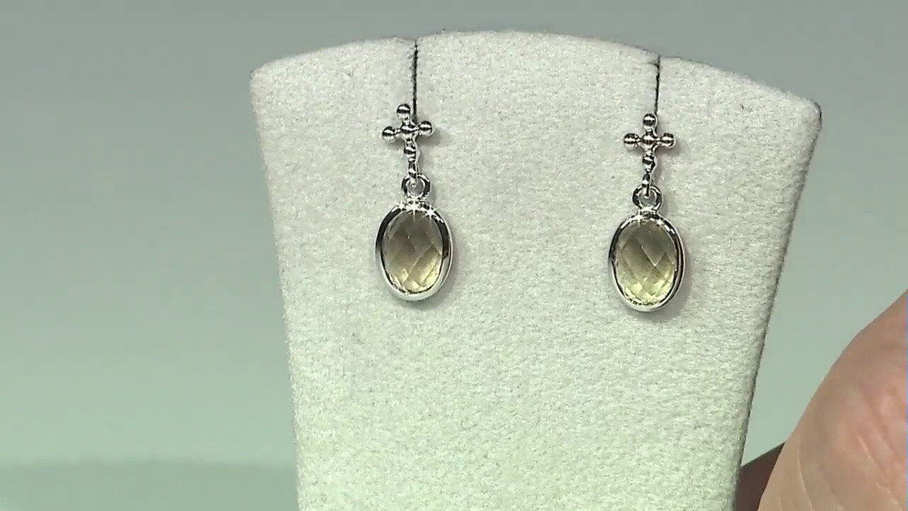 Video Boucles d'oreilles en argent et Quartz olive