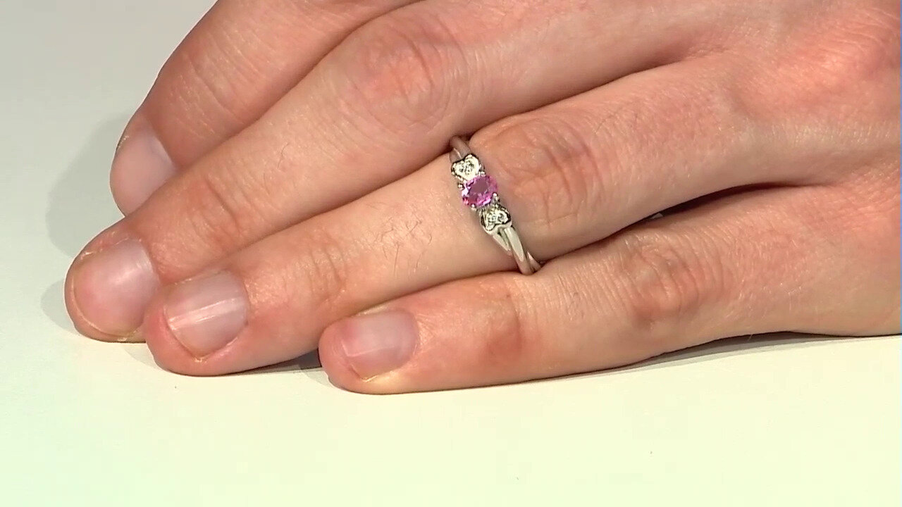 Video Bague en argent et Saphir Padparadscha