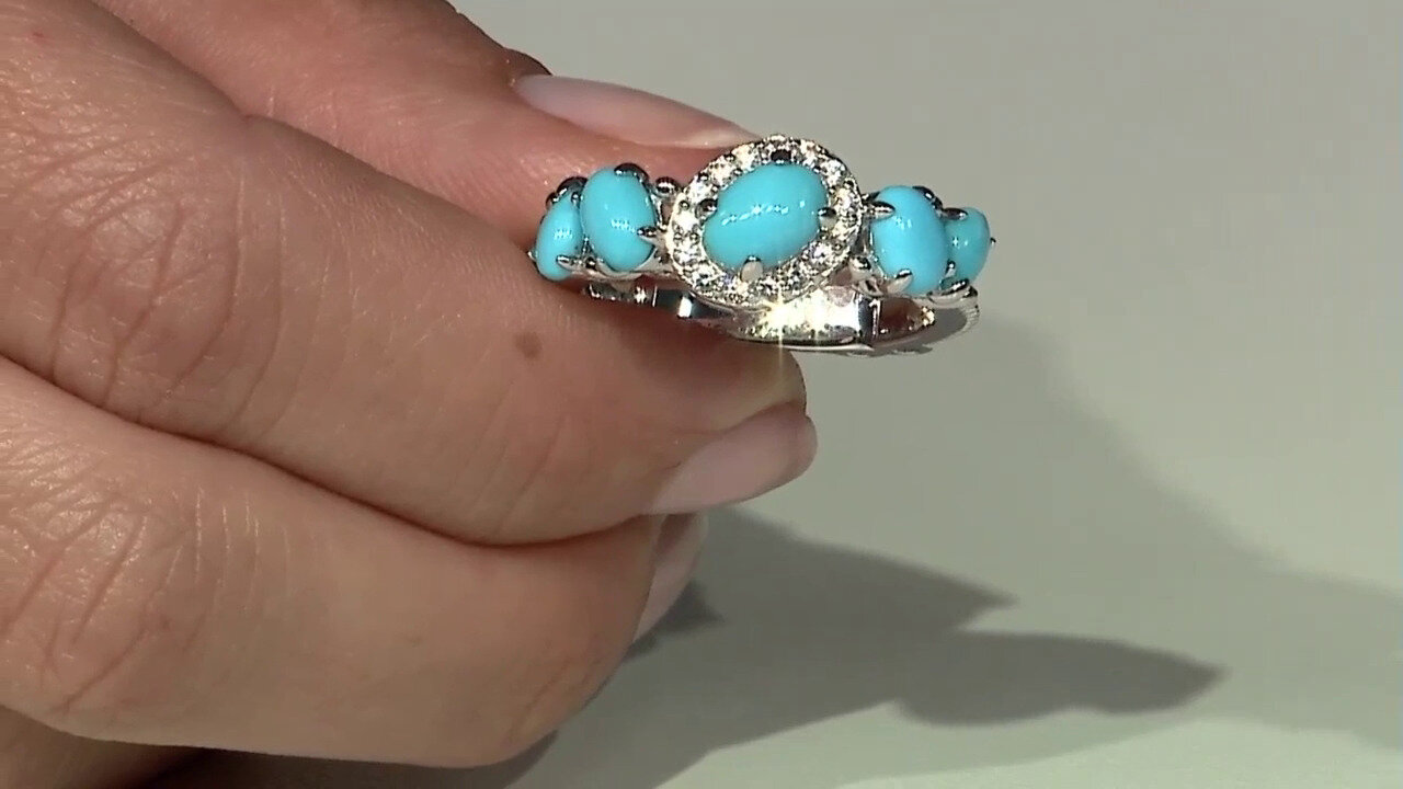 Video Anillo en plata con Turquesa bella durmiente (Dallas Prince Designs)