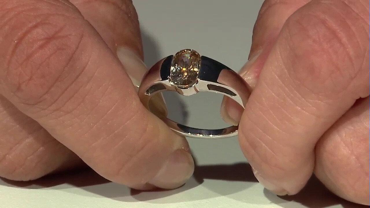 Video Zilveren ring met een kanariegele zirkoon