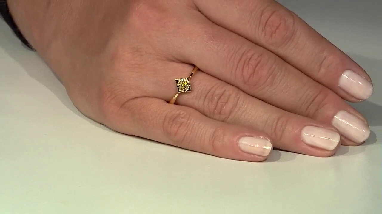 Video I3 Yellow Diamond Silver Ring