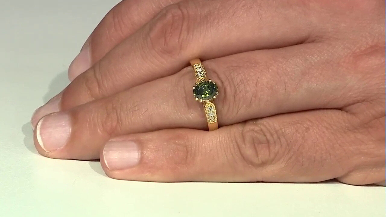 Video Zilveren ring met een Groene Ceylon Zirkoon