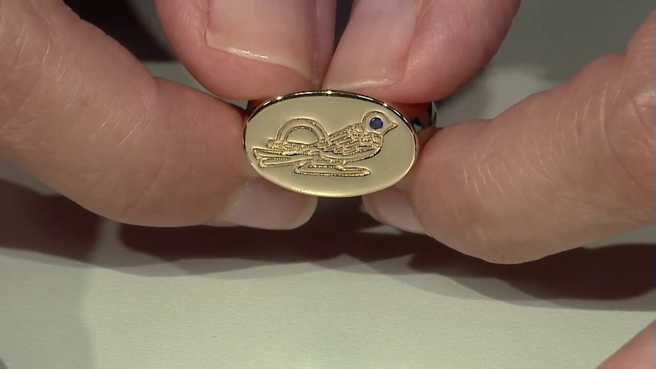 Video Zilveren ring met een blauwe saffier