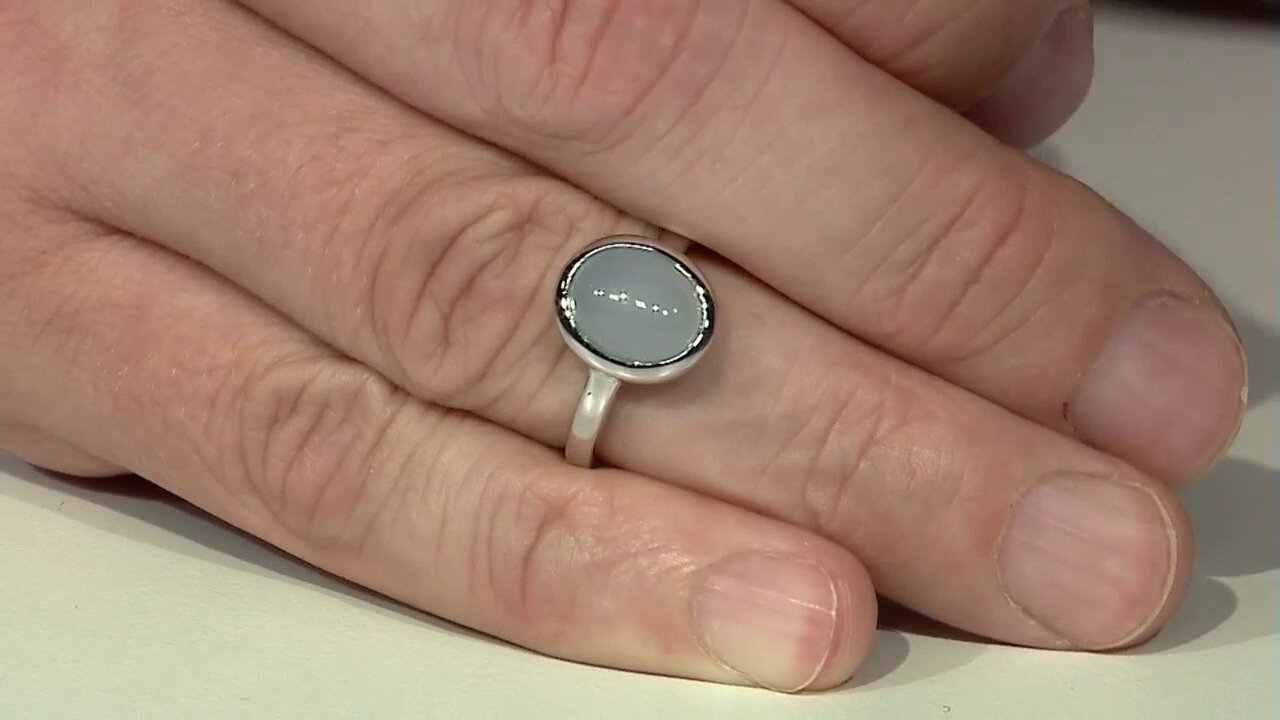 Video Zilveren ring met een Blauwe chalcedoon (MONOSONO COLLECTION)