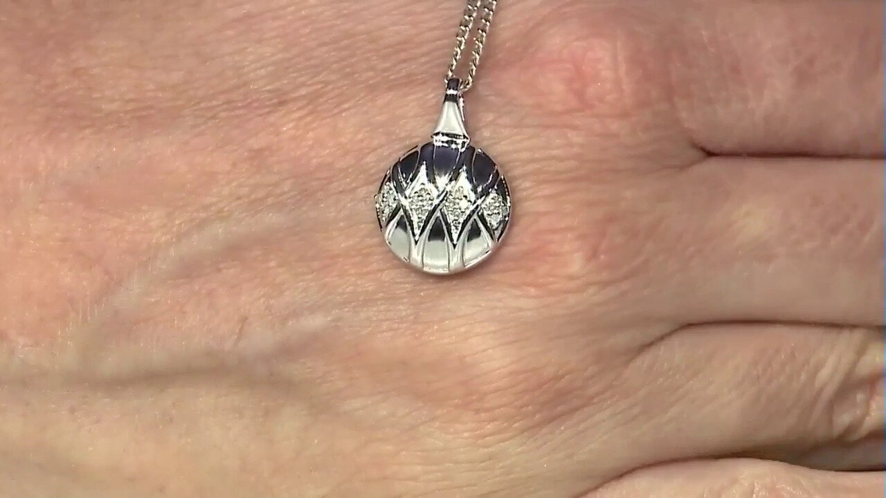 Video Zilveren hanger met I4 (J) Diamanten
