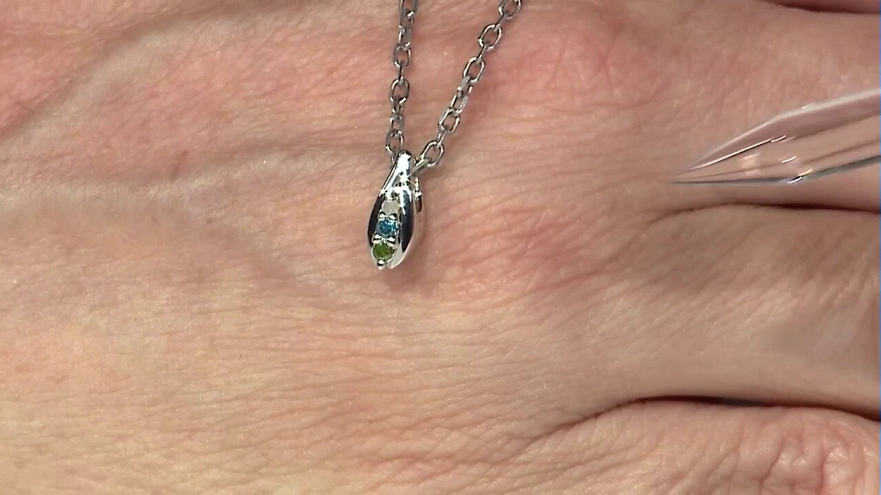 Video Zilveren hanger met een I3 Groene Diamant