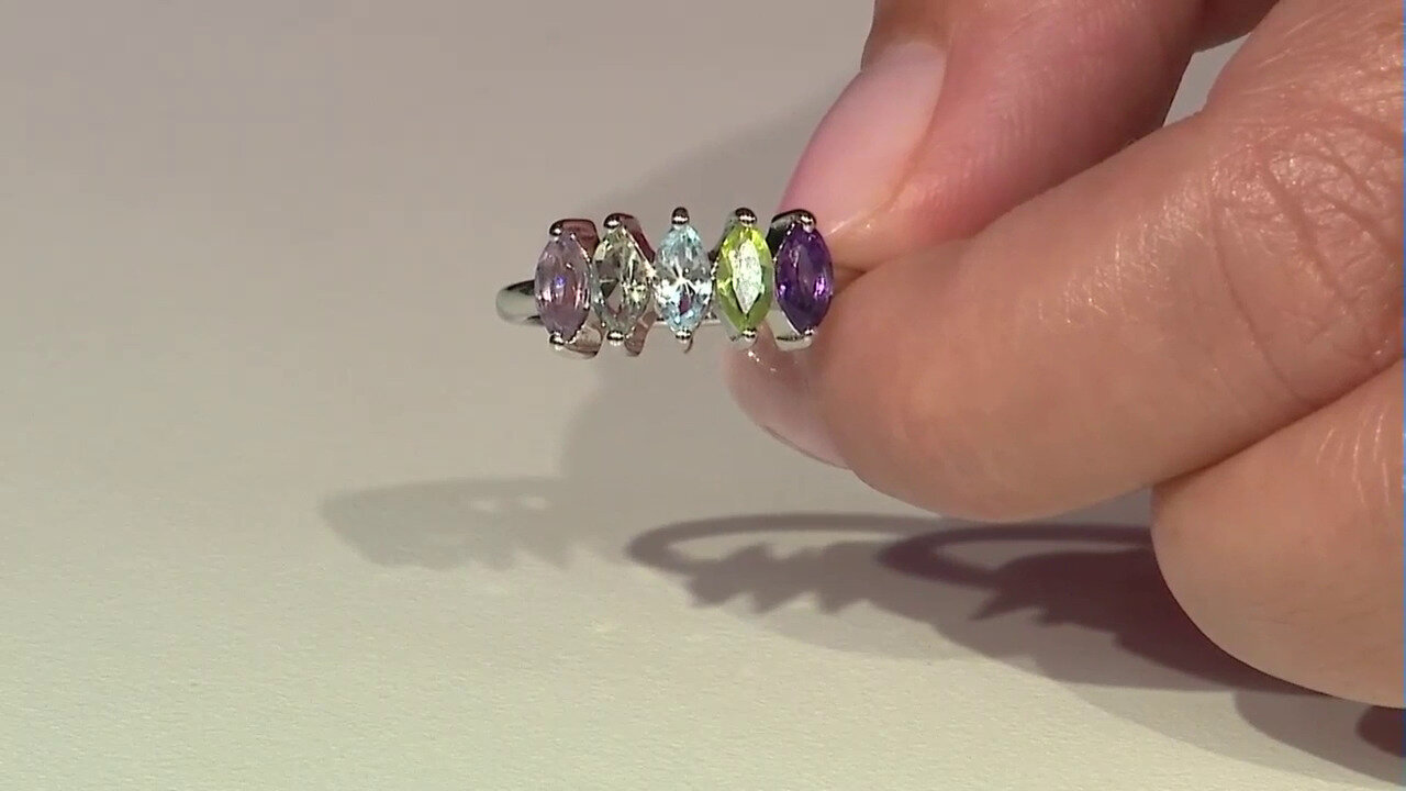 Video Zilveren ring met een hemel-blauwe topaas