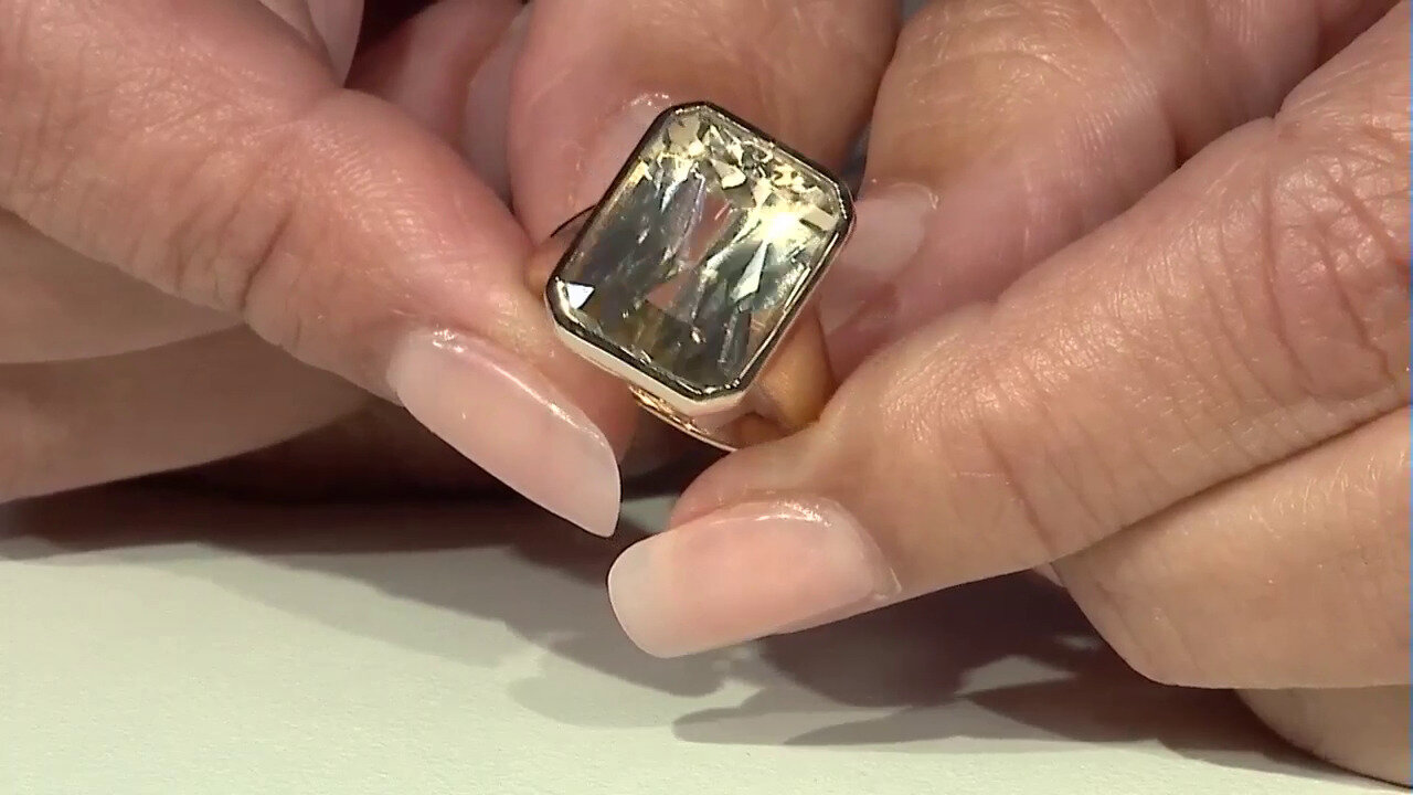 Video Gouden ring met een kanariegele kunziet