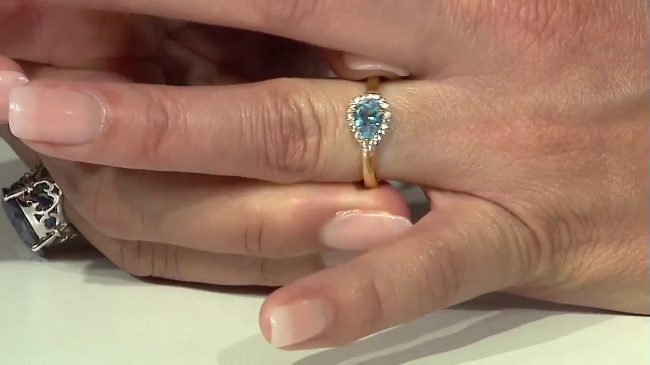 Video Swiss Blue Topaz Silver Ring