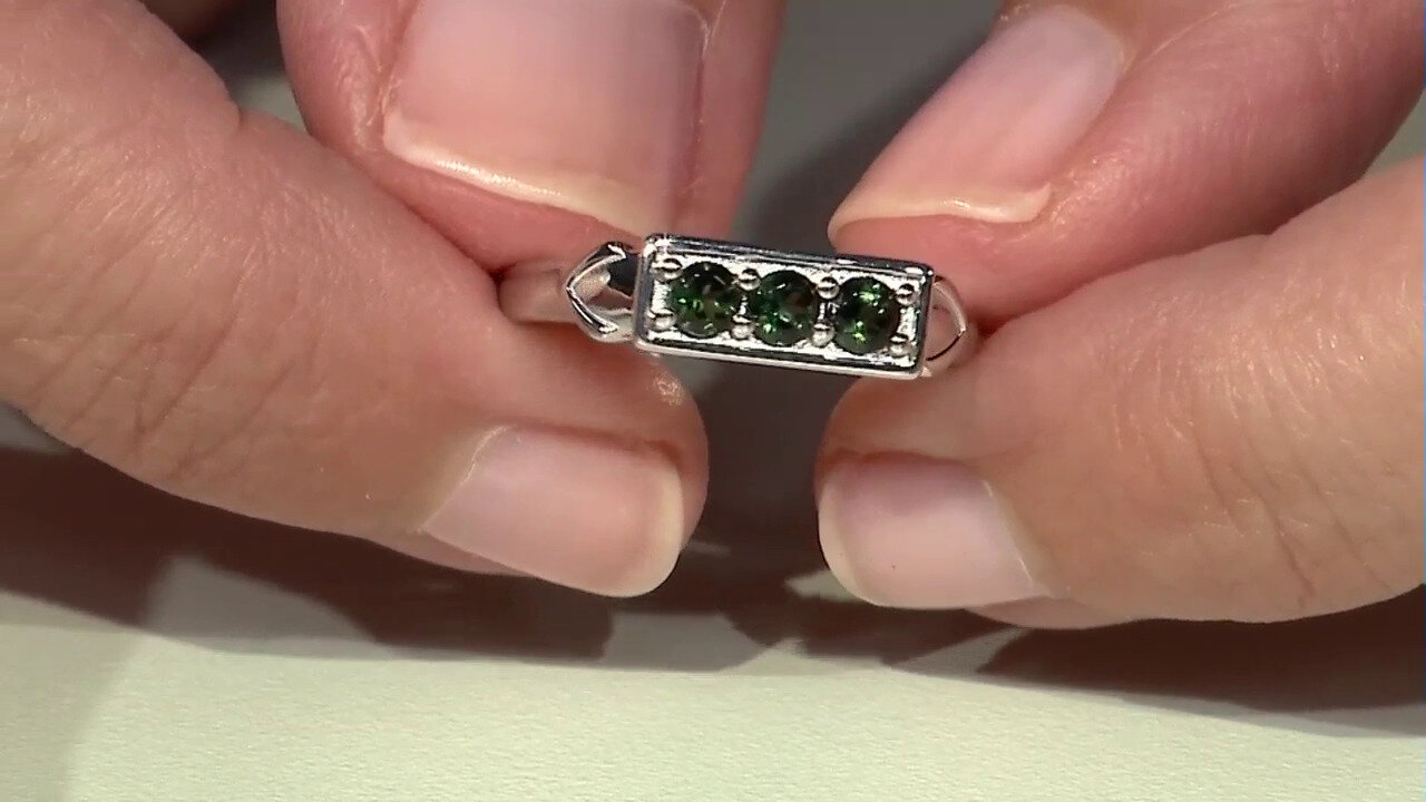 Video Brazilian Green Tourmaline Silver Ring