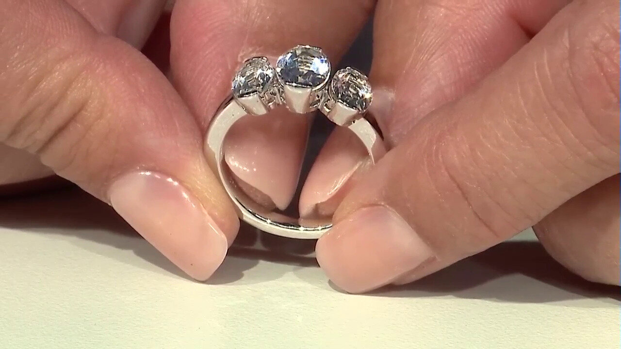 Video White Topaz Silver Ring