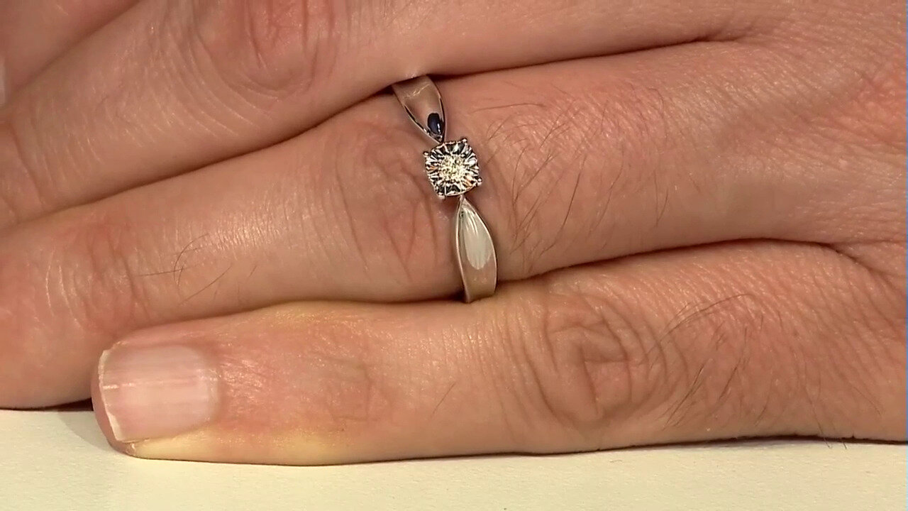 Video Zilveren ring met een I4 (J) Diamant