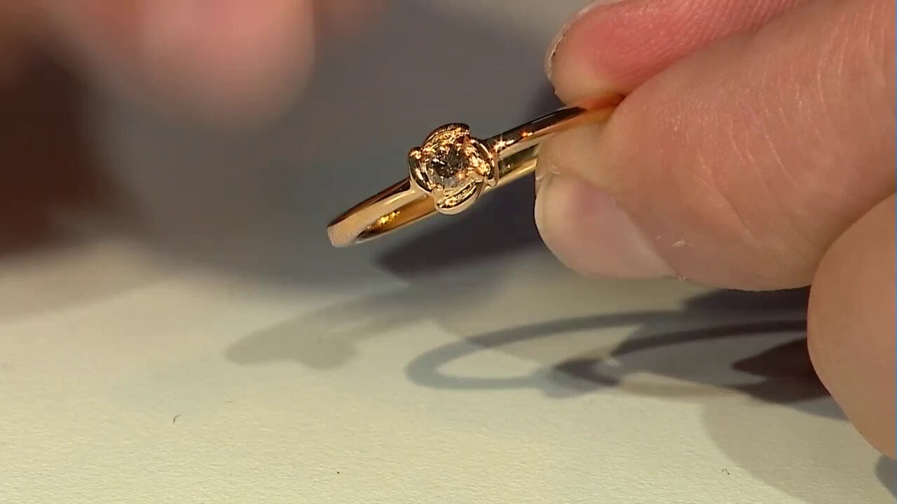 Video Zilveren ring met een I4 Champagne Diamant