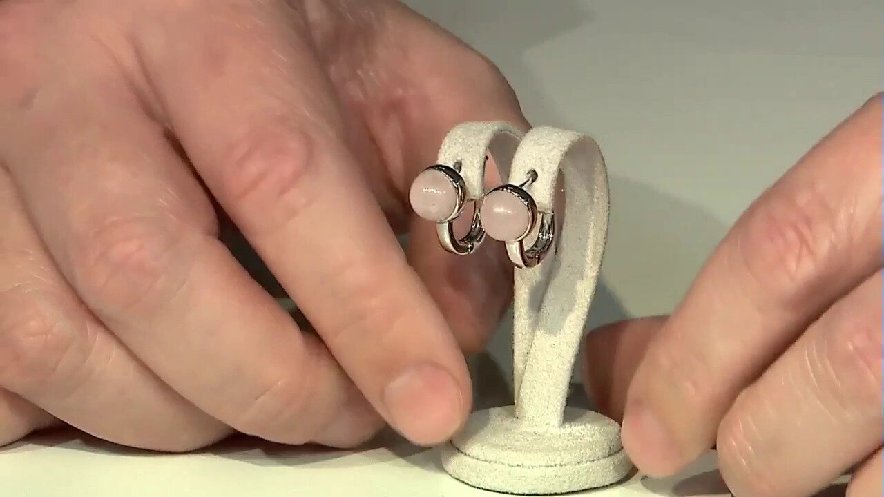 Video Zilveren oorbellen met rozen kwartskristallen