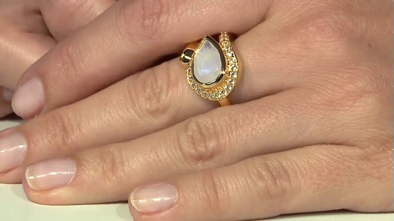 Video Zilveren ring met een regenboog maansteen (SAELOCANA)