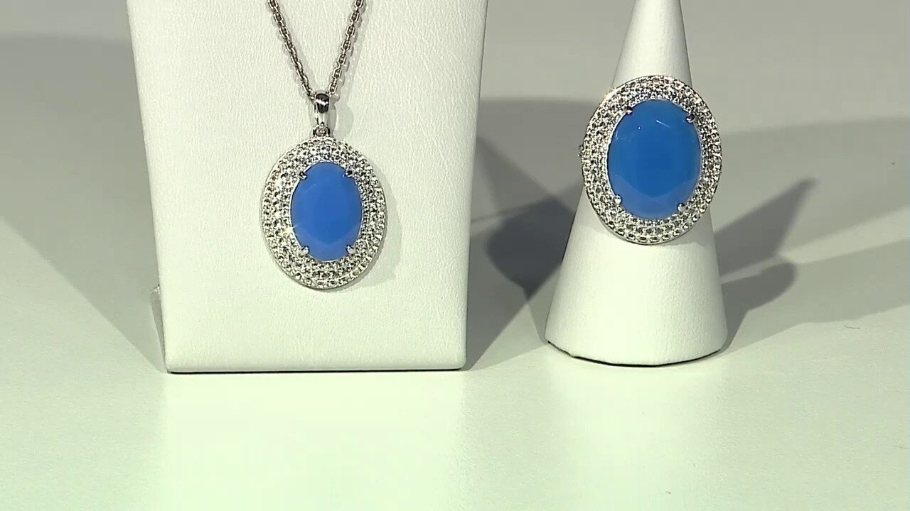 Video Zilveren ring met een Blauwe agaat