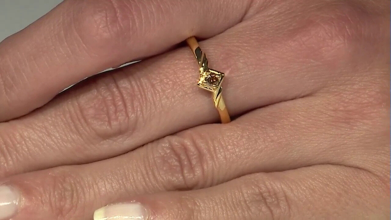 Video Zilveren ring met een I3 Champagne Diamant