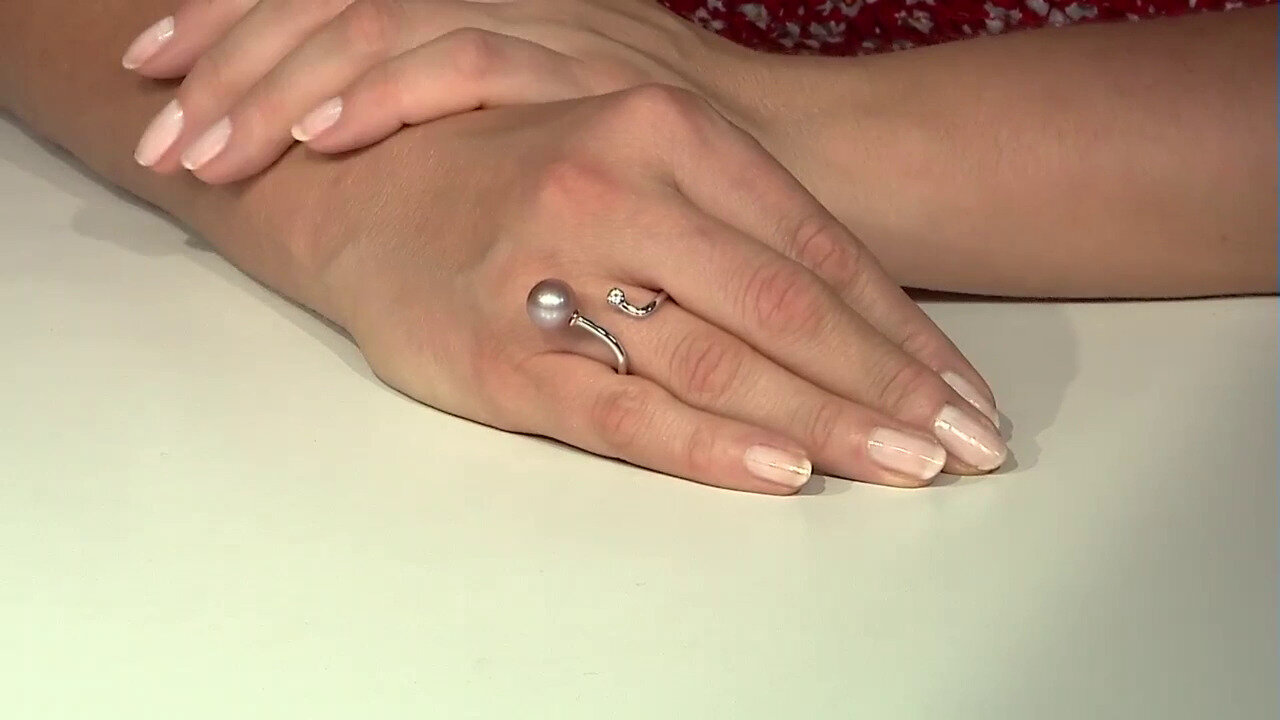 Video Zilveren ring met een Ming Parel