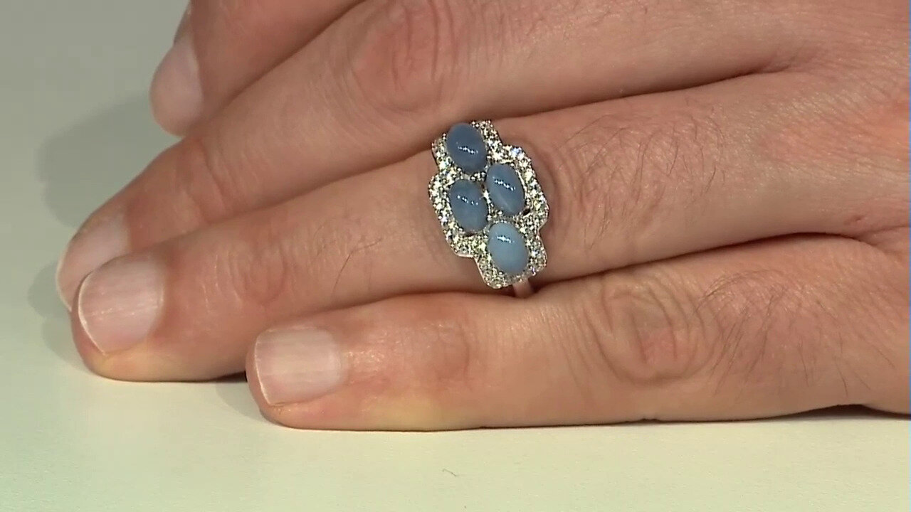 Video Zilveren ring met blauwe opalen