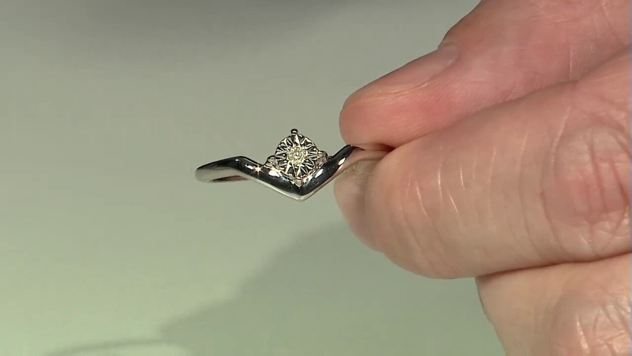 Video Zilveren ring met een I4 (J) Diamant