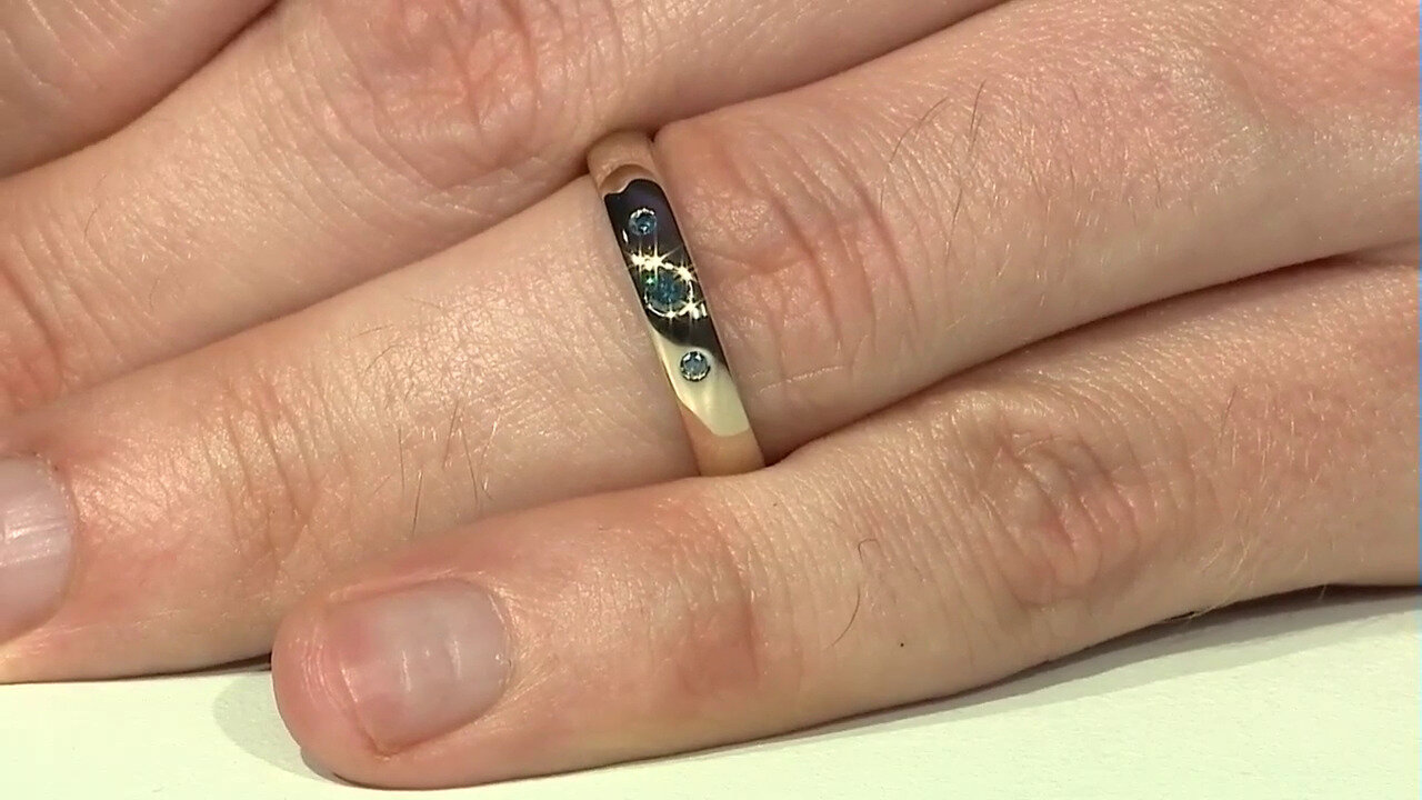 Video Zilveren ring met een hemel-blauwe I2 diamant