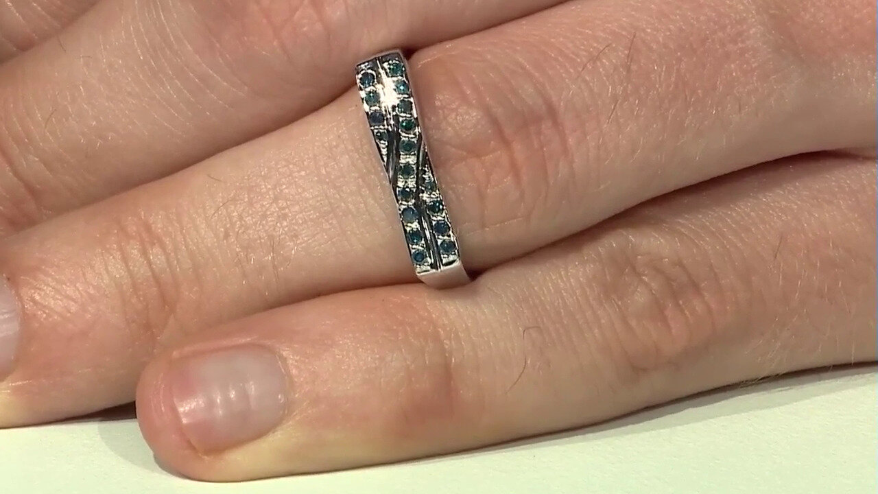 Video Himmelblauer I1 Diamant-Silberring