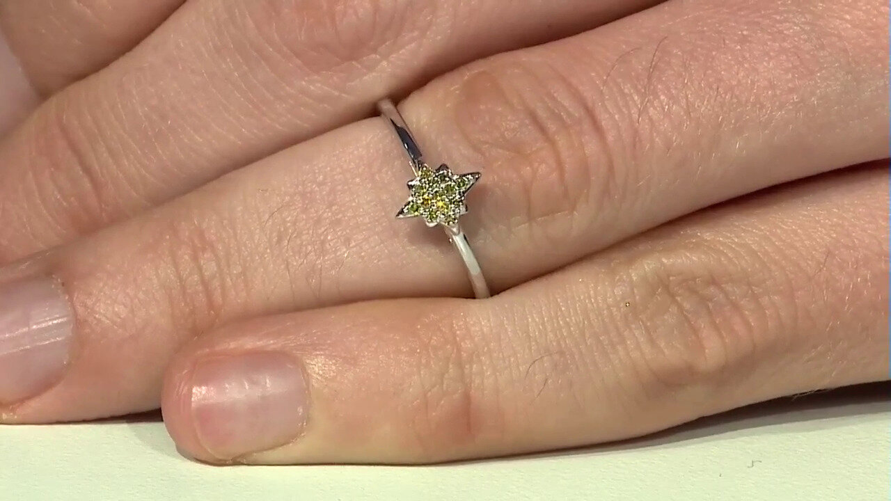 Video Gelber SI1 Diamant-Silberring