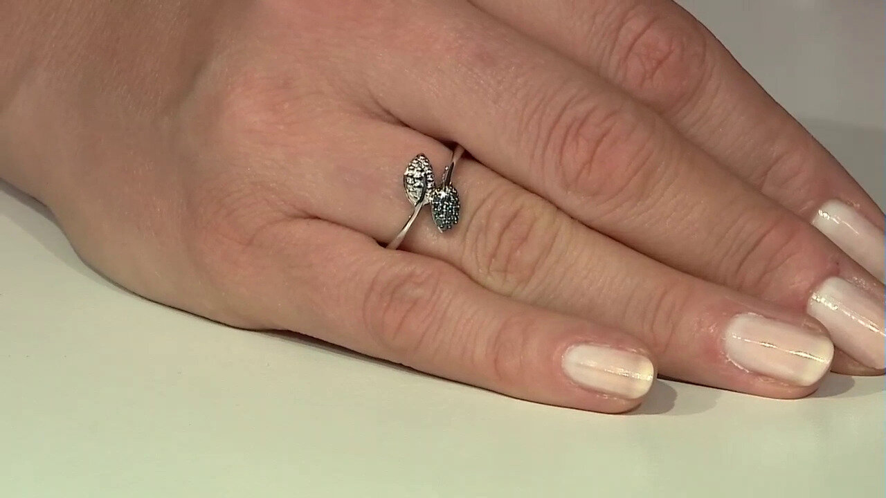 Video Zilveren ring met een blauwe SI1 diamant