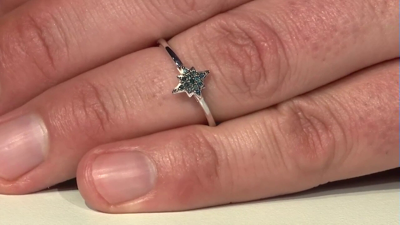 Video SI1 Blue Diamond Silver Ring