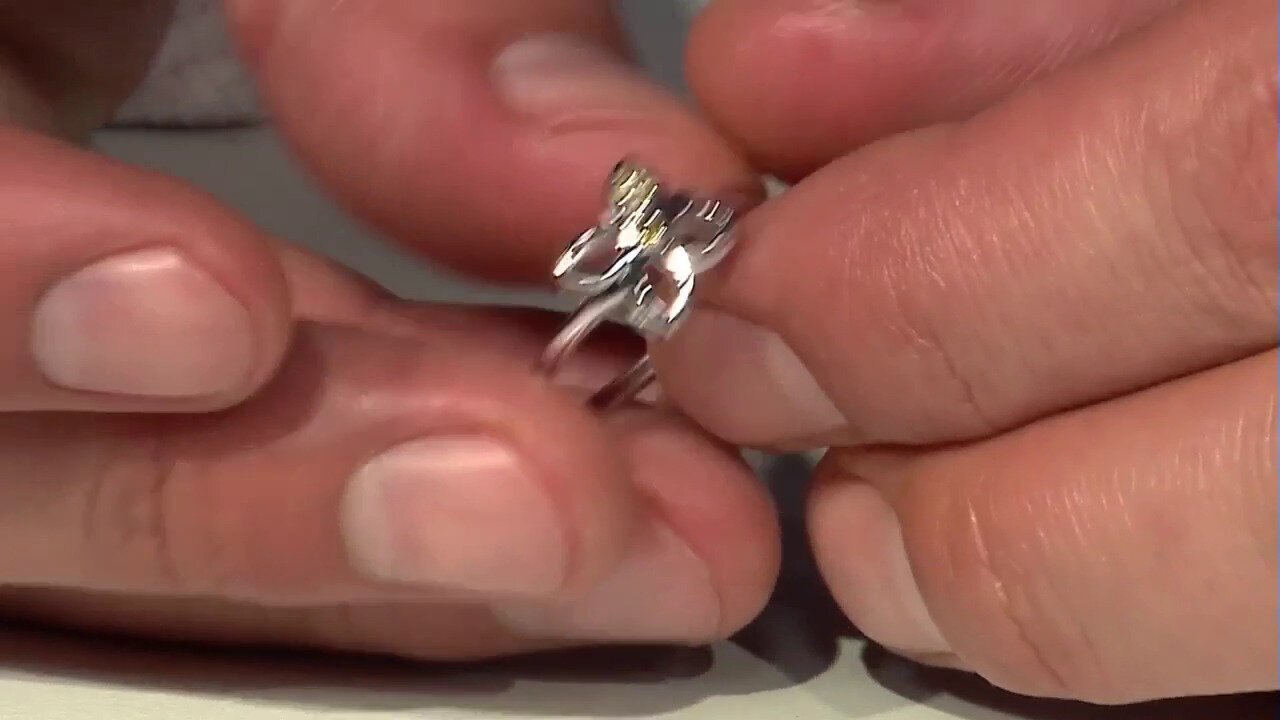 Video Zilveren ring met een gele SI1 diamant