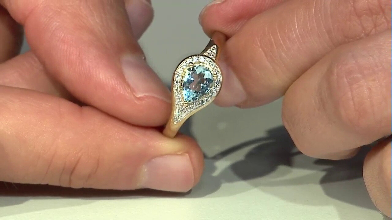 Video Anillo en oro con Aguamarina Medina