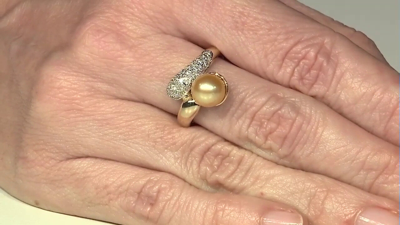 Video 9K Golden South Sea Pearl Gold Ring (TPC)