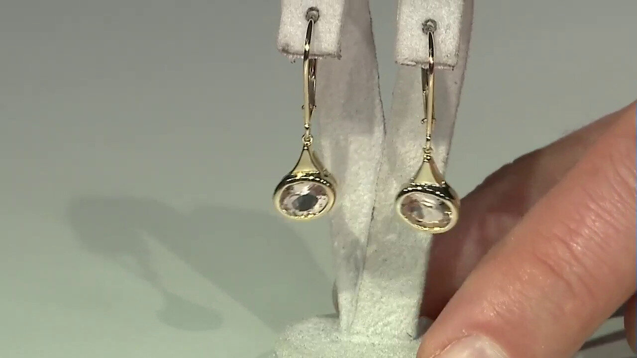 Video 9K Madagascan Morganite Gold Earrings (KM by Juwelo)