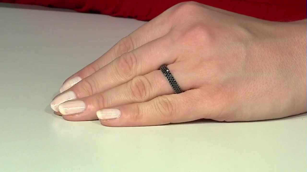 Video Black Spinel Silver Ring